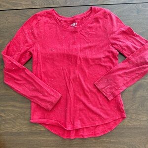 Girls Red & Silver Sparkley Long Sleeve T-Shirt: Size 10